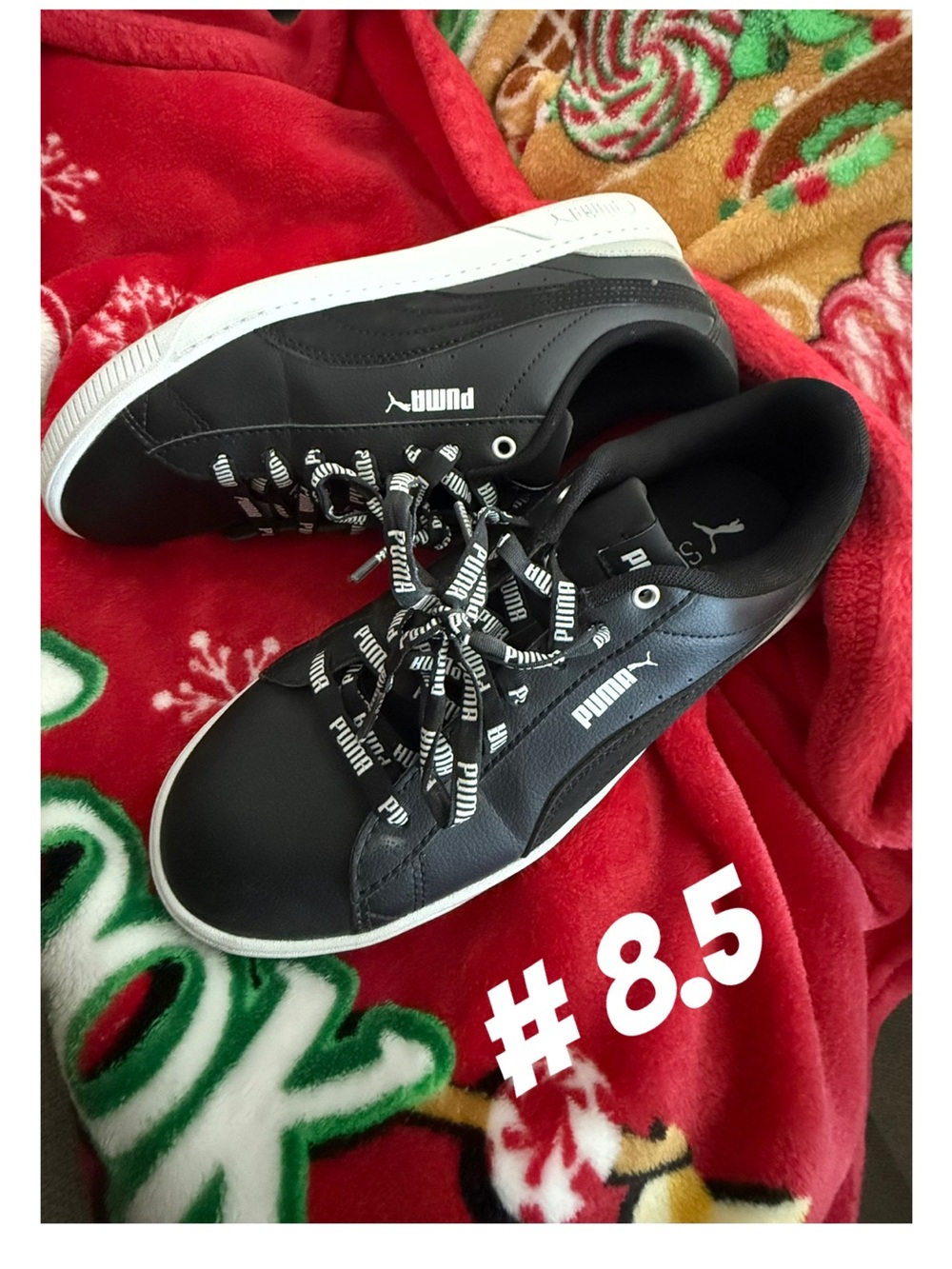 Puma Black and White Low-Top Sneakers with Branded Laces